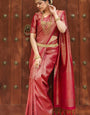 Scintillating Dark Pink Soft Silk Saree With Unique Blouse Piece