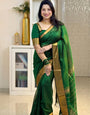 Smart Dark Green Soft Silk Saree With Breathtaking Blouse Piece