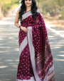 Assemblage Wine Cotton Silk Saree With Inspiring Blouse Piece