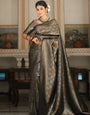 Ratatouille Black Soft Silk Saree With Confounding Blouse Piece