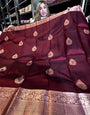 Vivacious Wine Soft Silk Saree With Scrumptious Blouse Piece