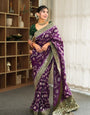 Demesne Purple Soft Silk Saree With Snappy Blouse Piece