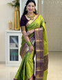 Ravishing Green Soft Silk Saree With Glorious Blouse Piece