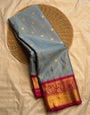 Super classy Grey Soft Silk Saree With Comely Blouse Piece