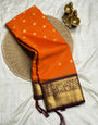 Felicitous Orange Soft Silk Saree With Tempting Blouse Piece
