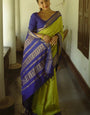 Pleasurable Mehandi Soft Silk Saree With Tempting Blouse Piece
