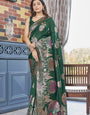 Enigmatic Dark Green Soft Silk Saree With Inimitable Blouse Piece