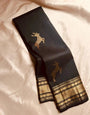 Lissome Black Soft Banarasi Silk Saree With Beauteous Blouse Piece