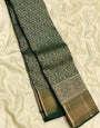 Imaginative Dark Green Soft Banarasi Silk Saree With Denouement Blouse Piece