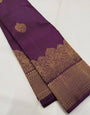 Pleasurable Purple Soft Banarasi Silk Saree With Lissome Blouse Piece
