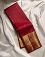 Tantalizing Red Soft Banarasi Silk Saree With Eye-catching Blouse Piece