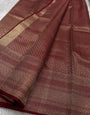 Desirable Wine Soft Banarasi Silk Saree With Engrossing Blouse Piece