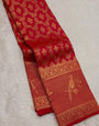 Exuberant Red Pure Zari Weaving Banarasi Silk Saree With Piquant Blouse Piece