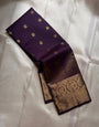 Denouement Purple Pure Zari Weaving Banarasi Silk Saree With Felicitous Blouse Piece