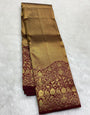 Enamoring Maroon Pure Zari Weaving Banarasi Silk Saree With Scrupulous Blouse Piece