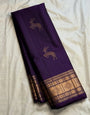 Aplomb Purple Pure Zari Weaving Banarasi Silk Saree With Ornate Blouse Piece