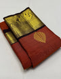 Murmurous Orange Pure Zari Weaving Banarasi Silk Saree With Engaging Blouse Piece