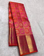 Fairytale Dark Pink Pure Zari Weaving Banarasi Silk Saree With Blissful Blouse Piece
