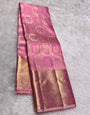 Incredible Pink Pure Zari Weaving Banarasi Silk Saree With Chatoyant Blouse Piece