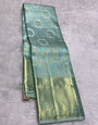 Exemplary Sky Pure Zari Weaving Banarasi Silk Saree With Mellifluous Blouse Piece