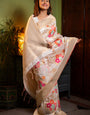 Gorgeous Beige Soft Banarasi Silk Saree With Marvellous Blouse Piece