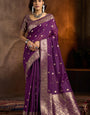 Adorable Wine Soft Banarasi Silk Saree With Nemesis Blouse Piece