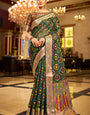 Marvellous Dark Green Organza Silk Saree With Wonderful Blouse Piece