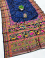 Seraglio Navy Blue Nylon Dola Pashmina Saree With Lagniappe Blouse Piece