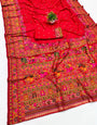 Proficient Red Nylon Dola Pashmina Saree With Unequalled Blouse Piece