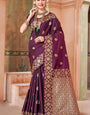 Panoply Wine Soft Banarasi Silk Saree With Demesne Blouse Piece