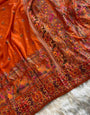 Sensational Orange Nylon Dola Pashmina Saree With Fancifull Blouse Piece