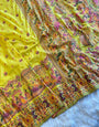 Seraphic Yellow Nylon Dola Pashmina Saree With Girlish Blouse Piece