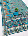 Seraglio Rama Nylon Dola Pashmina Saree With Lassitude Blouse Piece