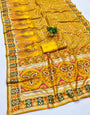 Surpassing Yellow Nylon Dola Pashmina Saree With Eclat Blouse Piece