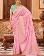 Admirable Baby Pink Banarasi Satin Silk Saree With Capricious Blouse