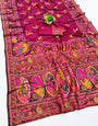 Intricate Wine Nylon Dola Pashmina Saree With Phenomenal Blouse Piece