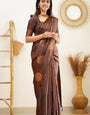 Winsome Brown Soft Silk Saree With Easy on the eyes Blouse Piece