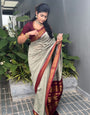 Extraordinary Grey Soft Silk Saree With Petrichor Blouse Piece