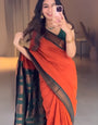 Proficient Orange Soft Silk Saree With Allure Blouse Piece