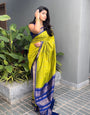 Zephyr Parrot Soft Silk Saree With Eclat Blouse Piece