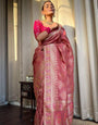 Blissful Peach Soft Silk Saree With Effervescent Blouse Piece