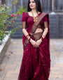 Appealing Wine Cotton Silk Saree With Preferable Blouse Piece