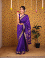 Evanescent Purple Soft Silk Saree With Opulent Blouse Piece