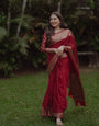 Trendy Maroon Soft Silk Saree With Opulent Blouse Piece