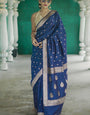 Lissome Blue Linen Silk Saree With Gratifying Blouse Piece