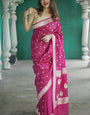 Transcendent Dark Pink Linen Silk Saree With Enigmatic Blouse Piece
