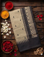Ineffable Grey Cotton Silk Saree With Mesmerising Blouse Piece