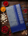 Snazzy Sky Cotton Silk Saree With Prettiest Blouse Piece