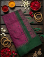 Quixotic Wine Cotton Silk Saree With Glorious Blouse Piece