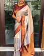 Trendy Beige Soft Silk Saree with Demanding Blouse Piece
